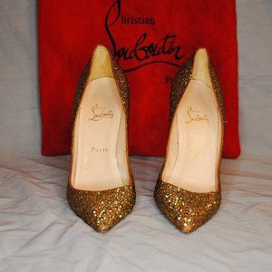 Christian Louboutin So Kate Gold Rhinestone Pumps Size 37.5